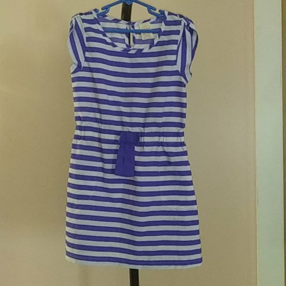 Girls dress. Blue & cream stripe